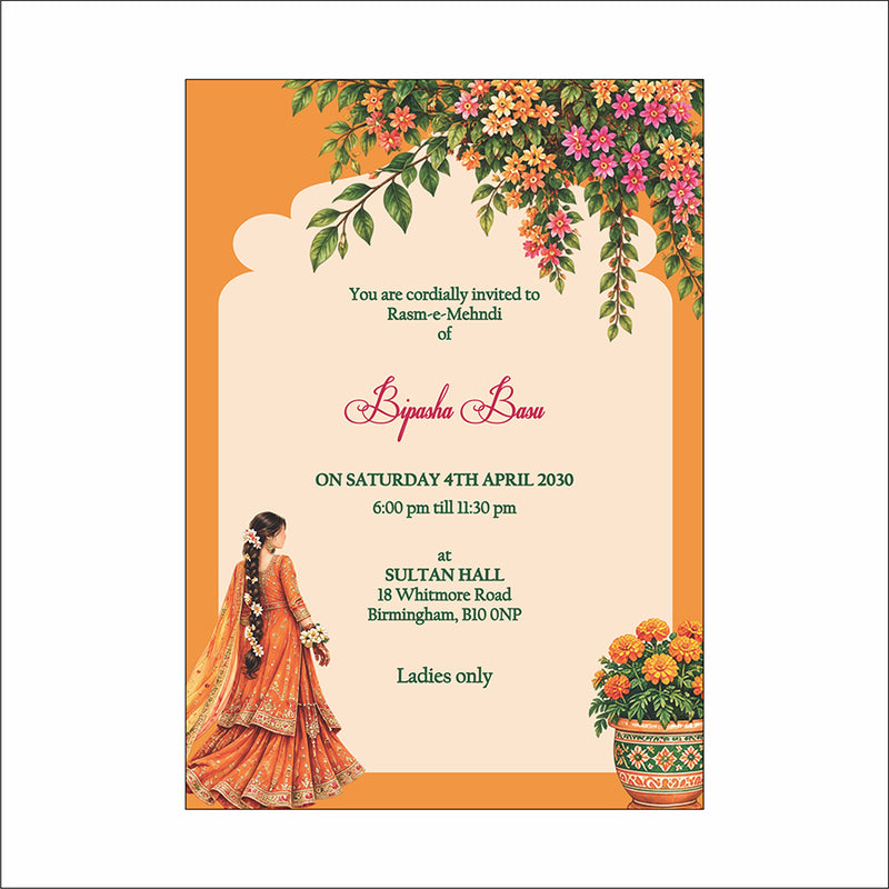 MND 356 Elegant Mehndi / Sangeet / Haldi / Dholki Invitation