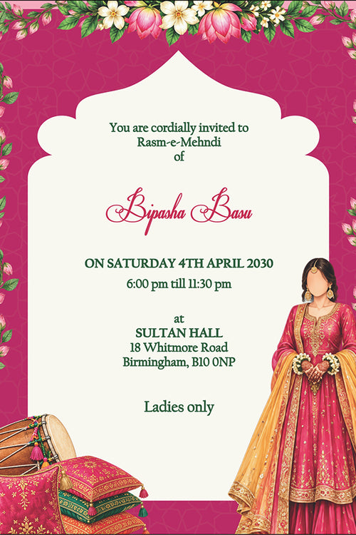 Load image into Gallery viewer, MND 357 Elegant Mehndi / Sangeet / Haldi / Dholki Invitation
