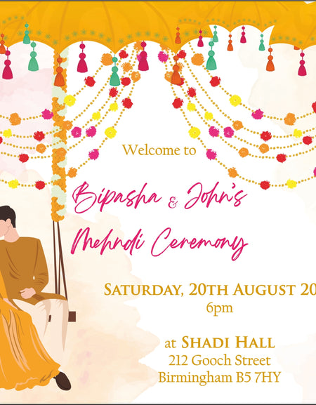 Orange & Yellow Mehndi Invitation Cards can also be used as a Haldi Invitation Card from Shadi card