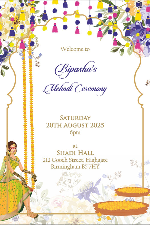 Load image into Gallery viewer, MND 340 Asian Style A6 Mehndi Invitation
