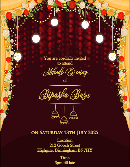 MND 341 Elegant A6 Mehndi Invitation