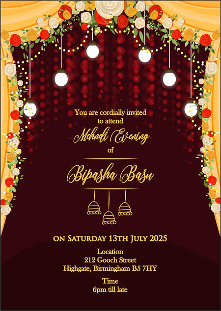 MND 341 Elegant A6 Mehndi Invitation