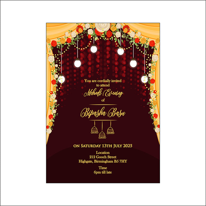 MND 341 Elegant A6 Mehndi Invitation