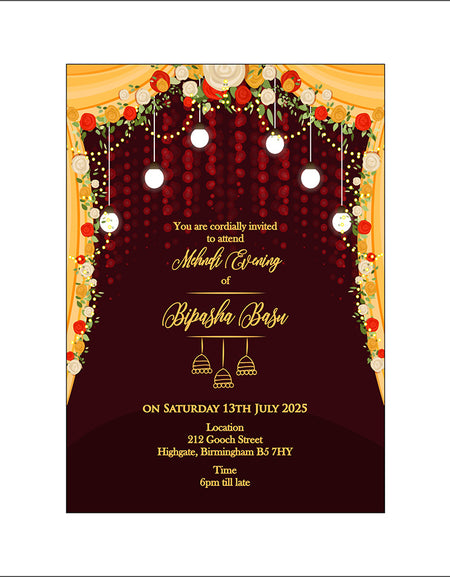MND 341 Elegant A6 Mehndi Invitation