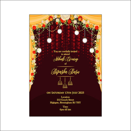 MND 341 Elegant A6 Mehndi Invitation