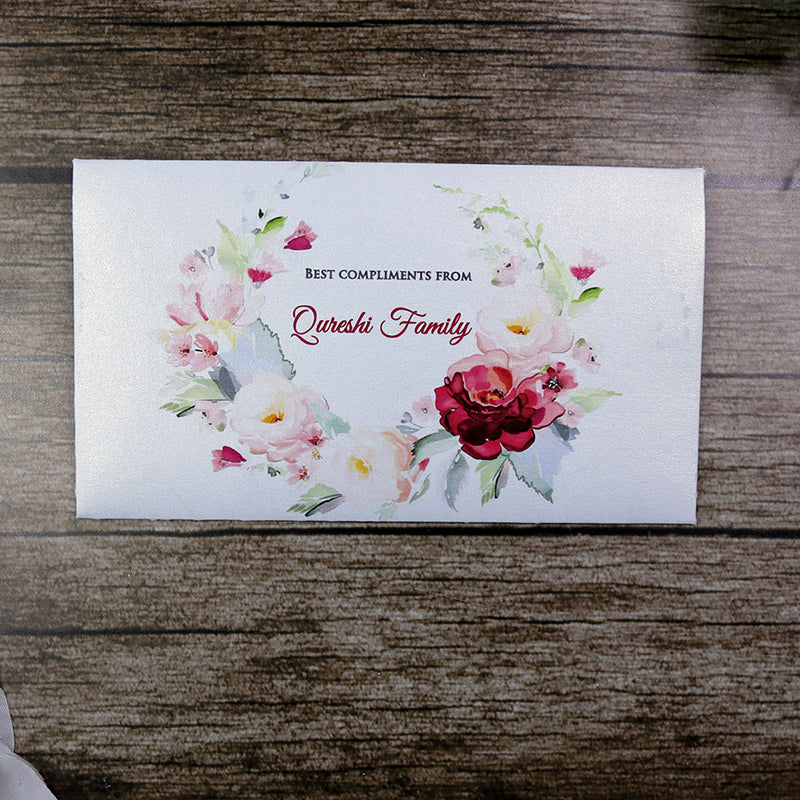 Money envelope personalised floral for wedding gift party pink