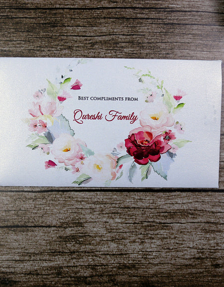 Money envelope personalised floral for wedding gift party pink