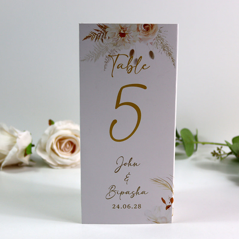Autumn Chic 011 - Personalised Tri-Fold Triangle Menu Cards with Table Number