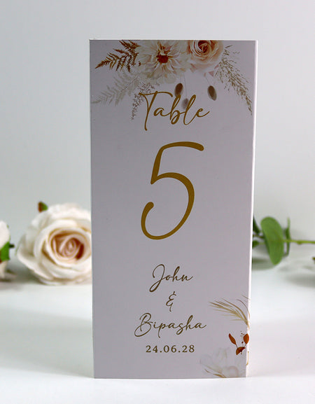 Autumn Chic 011 - Personalised Tri-Fold Triangle Menu Cards with Table Number