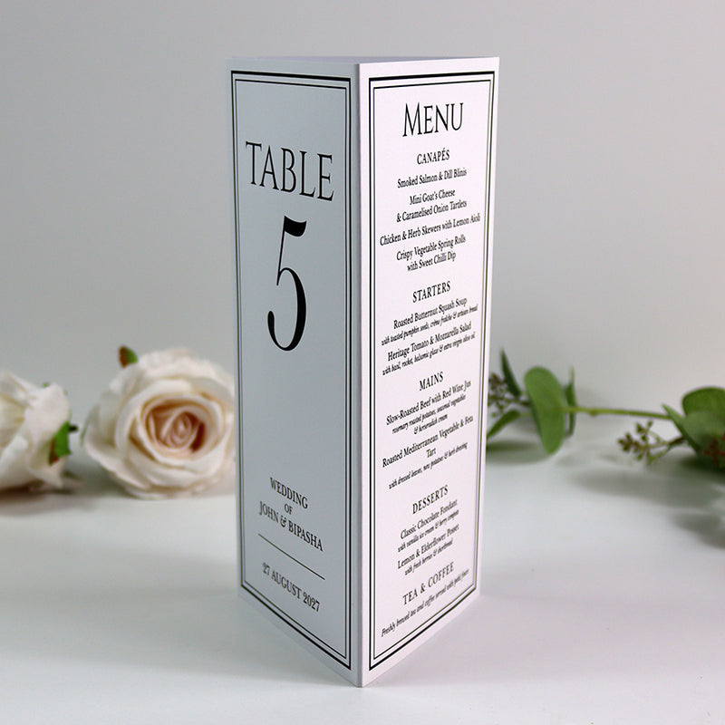 Classy 014 - Personalised Tri-Fold Triangle Menu Cards with Table Number