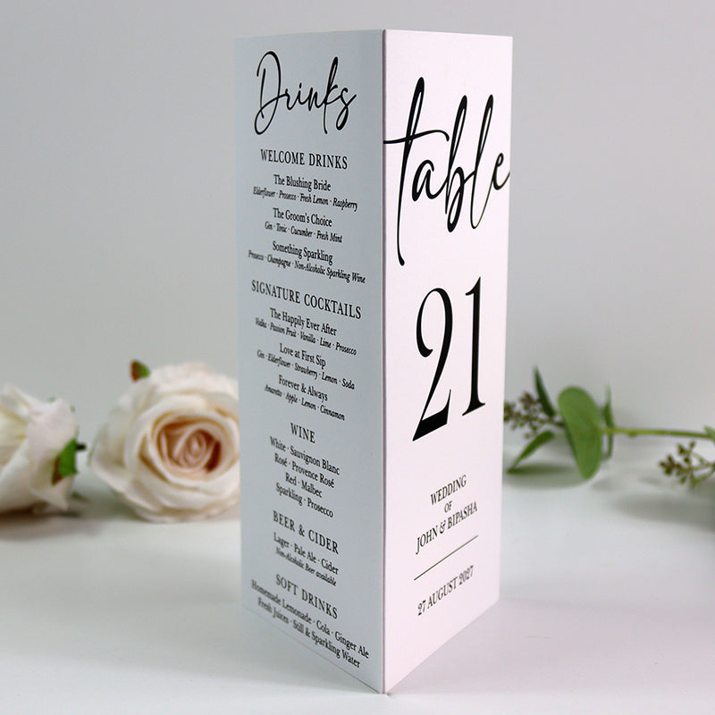 Modern 013 - Personalised Tri-Fold Triangle Menu Cards with Table Number