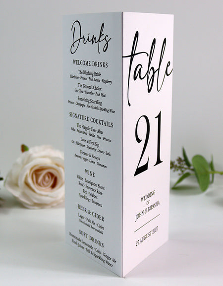 Modern 013 - Personalised Tri-Fold Triangle Menu Cards with Table Number