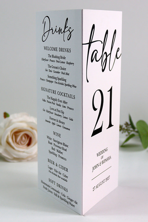 Load image into Gallery viewer, Modern 013 - Personalised Tri-Fold Triangle Menu Cards with Table Number
