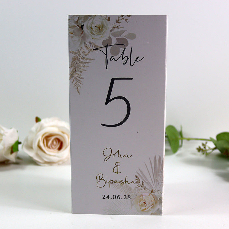 Boho Chic  010 - Personalised Tri-Fold Triangle Menu Cards with Table Number