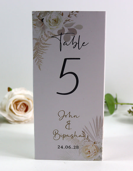 Boho Chic  010 - Personalised Tri-Fold Triangle Menu Cards with Table Number