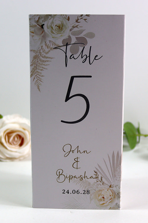 Load image into Gallery viewer, Boho Chic  010 - Personalised Tri-Fold Triangle Menu Cards with Table Number

