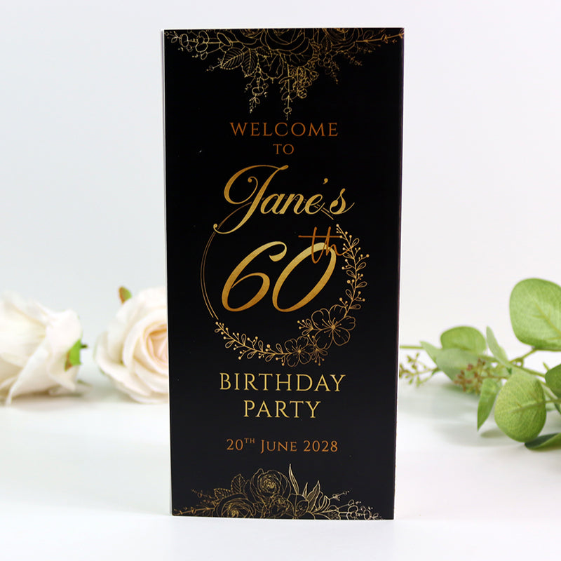 Black, White & Gold 103 - Personalised Tri-Fold Triangle Menu Cards with Table Number