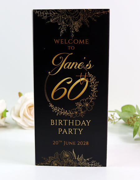 Black, White & Gold 103 - Personalised Tri-Fold Triangle Menu Cards with Table Number
