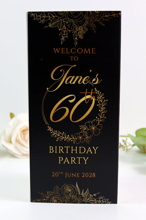 Load image into Gallery viewer, Black, White &amp; Gold 103 - Personalised Tri-Fold Triangle Menu Cards with Table Number
