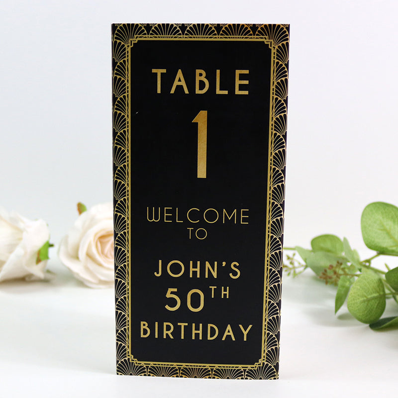 Art Deco 106 - Personalised Tri-Fold Triangle Menu Cards with Table Number