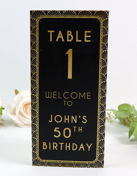 Art Deco 106 - Personalised Tri-Fold Triangle Menu Cards with Table Number