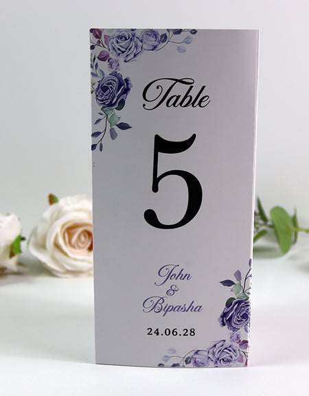 Lilac 016 - Personalised Tri-Fold Triangle Menu Cards with Table Number