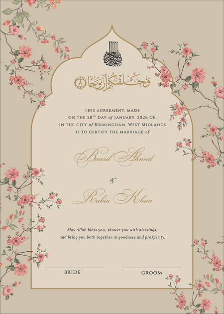NK 147 Floral arch Personalized Nikah Nama