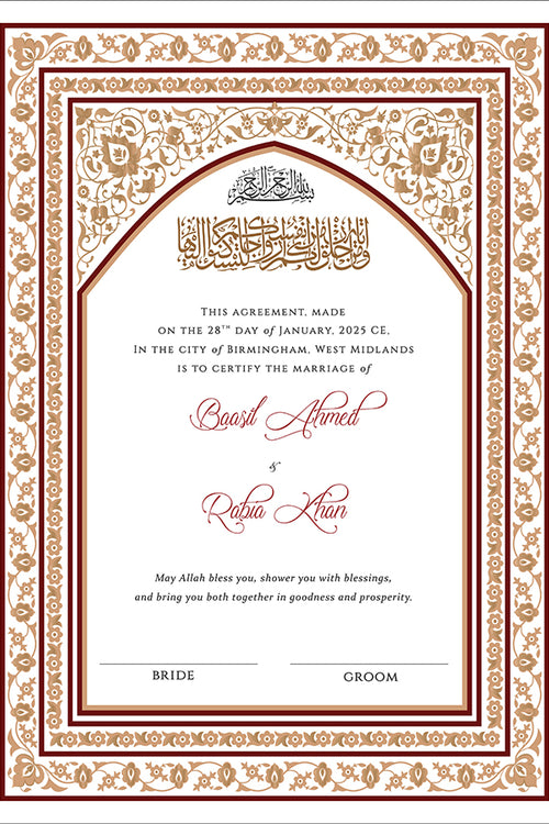 Load image into Gallery viewer, NK 148 Arch Personalized Nikah Nama
