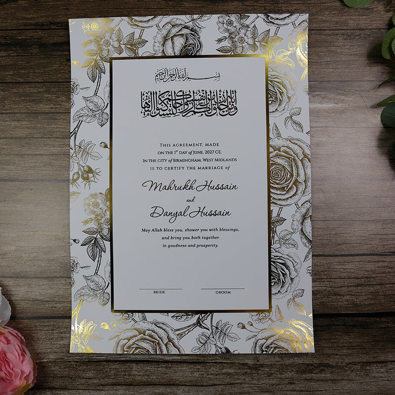 NK 152 Personalized Luxury A3 Gold Foiled Nikahnama