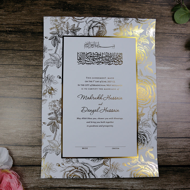 NK 152 Personalized Luxury A3 Gold Foiled Nikahnama