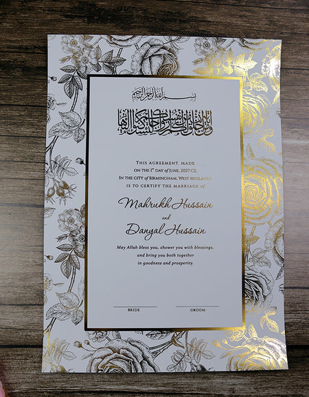 NK 152 Personalized Luxury A3 Gold Foiled Nikahnama