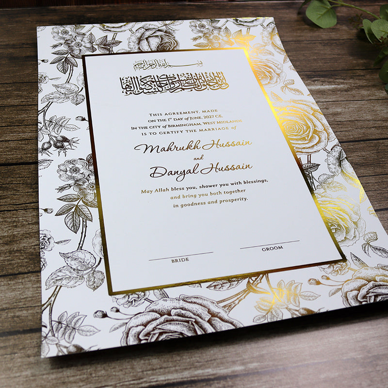 NK 152 Personalized Luxury A3 Gold Foiled Nikahnama