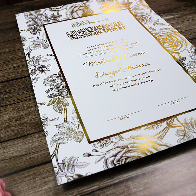 NK 152 Personalized Luxury A3 Gold Foiled Nikahnama