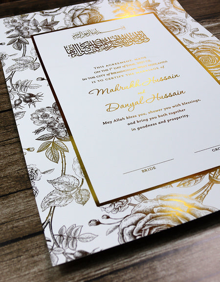 NK 152 Personalized Luxury A3 Gold Foiled Nikahnama