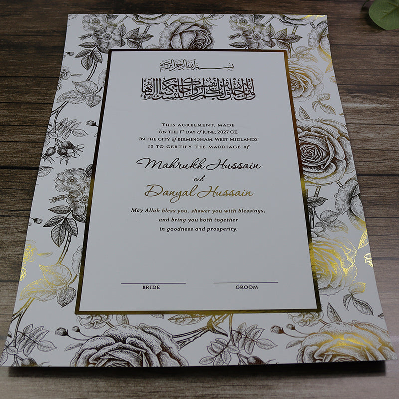 NK 152 Personalized Luxury A3 Gold Foiled Nikahnama