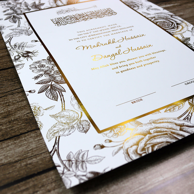 NK 152 Personalized Luxury A3 Gold Foiled Nikahnama