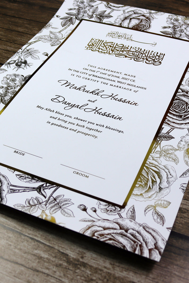 NK 152 Personalized Luxury A3 Gold Foiled Nikahnama