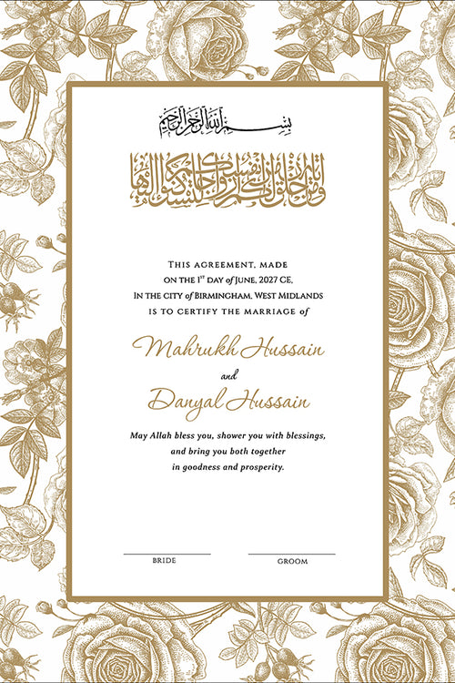 Load image into Gallery viewer, NK 152 Gold Personalized Nikah Nama
