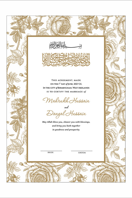 Load image into Gallery viewer, NK 152 Gold Personalized Nikah Nama
