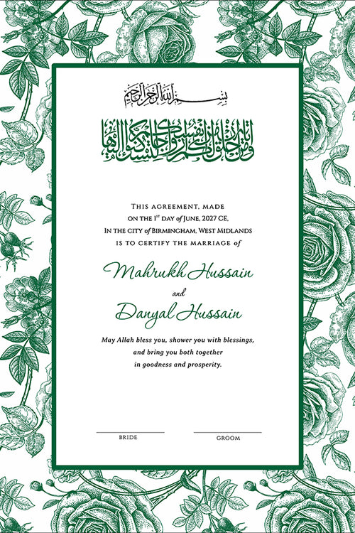 Load image into Gallery viewer, NK 152 Green Personalized Nikah Nama
