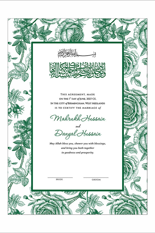 Load image into Gallery viewer, NK 152 Green Personalized Nikah Nama
