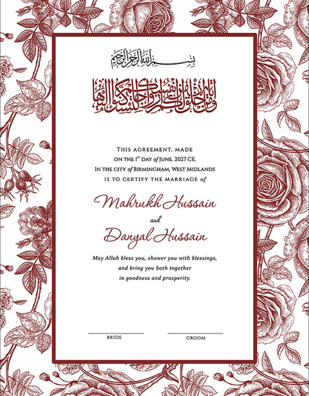NK 152 red Personalized Nikah Nama