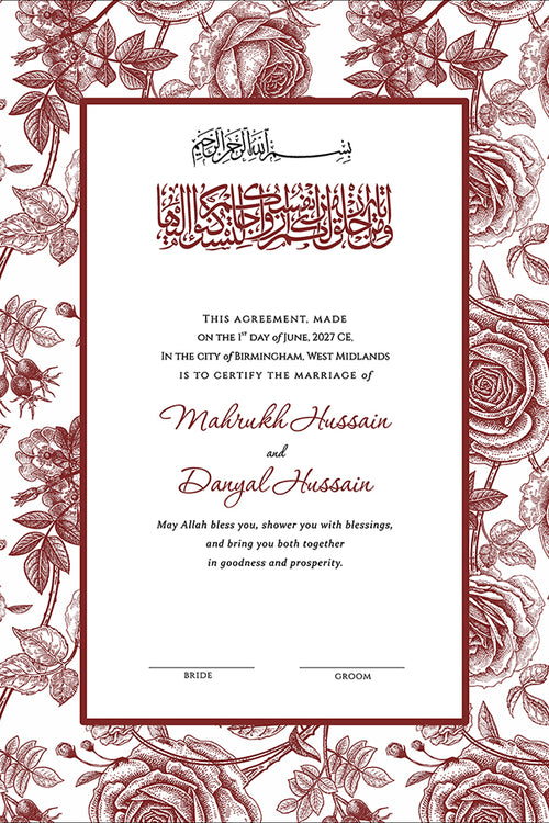 Load image into Gallery viewer, NK 152 red Personalized Nikah Nama
