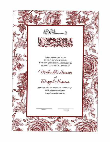 NK 152 red Personalized Nikah Nama