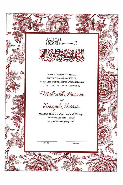 Load image into Gallery viewer, NK 152 red Personalized Nikah Nama

