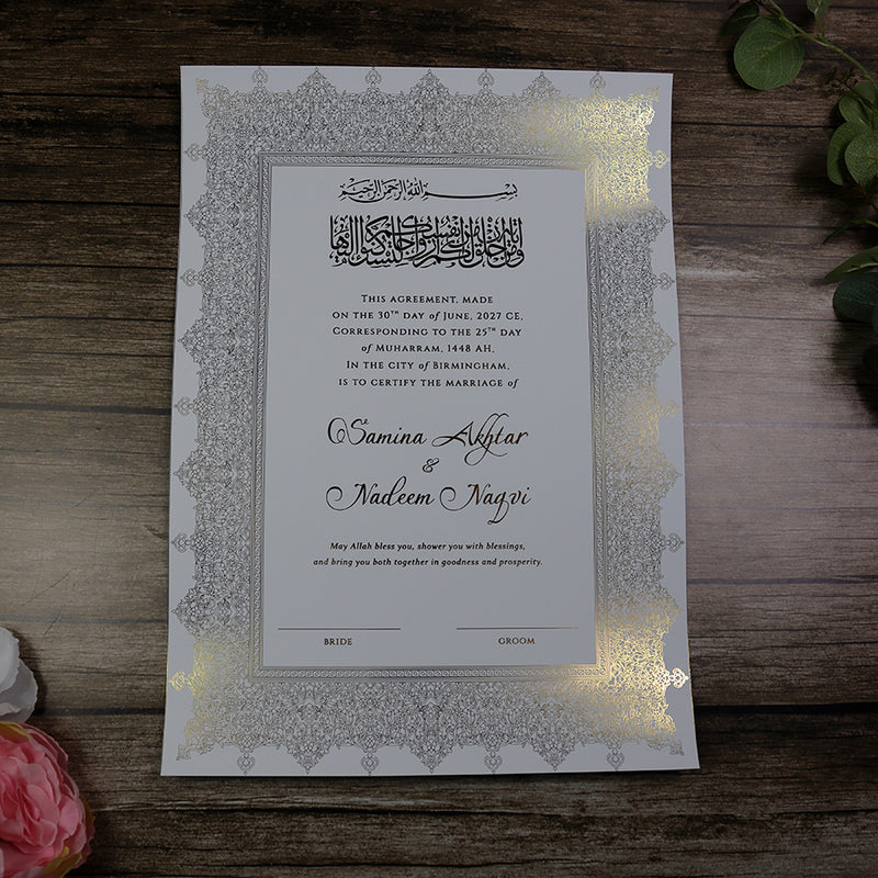 NK 153 Personalized Luxury A3 Gold Foiled Nikahnama