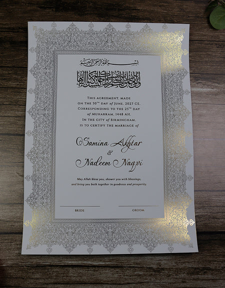 NK 153 Personalized Luxury A3 Gold Foiled Nikahnama