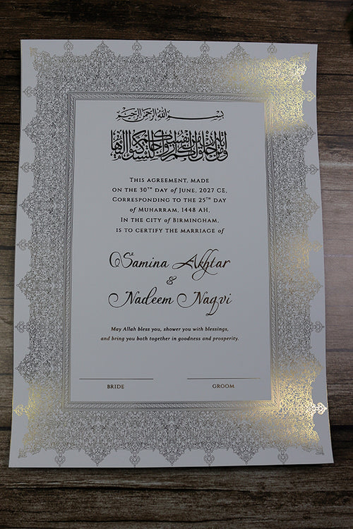 Load image into Gallery viewer, NK 153 Personalized Luxury A3 Gold Foiled Nikahnama
