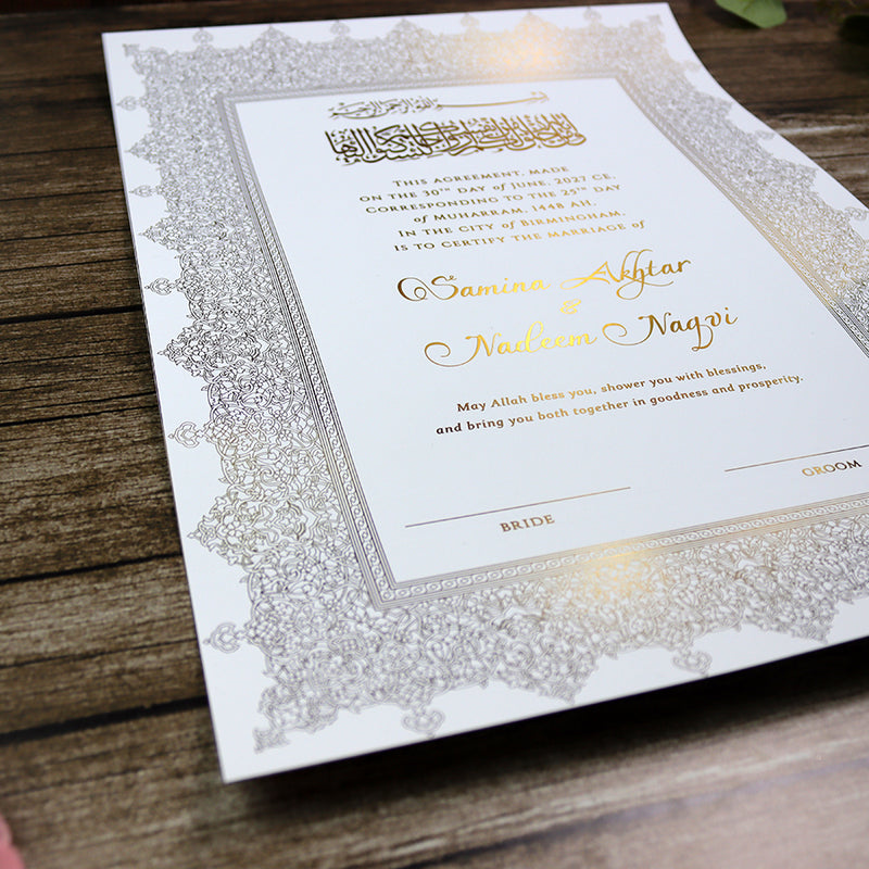 NK 153 Personalized Luxury A3 Gold Foiled Nikahnama