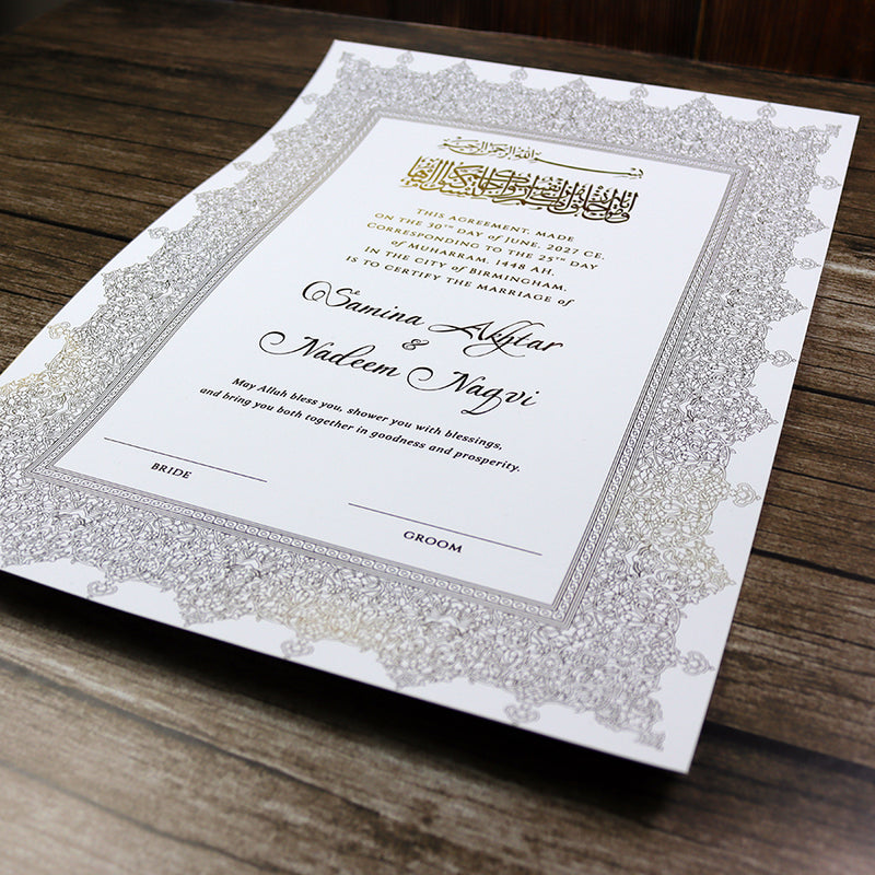 NK 153 Personalized Luxury A3 Gold Foiled Nikahnama